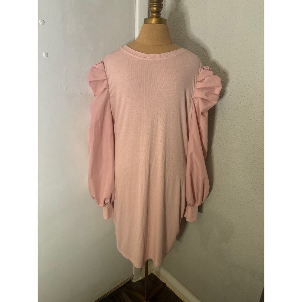 Shein Curve Ribbed Knit Ruched Gigot Sleeve Dress 3XL Plus Size Castlecore Girly